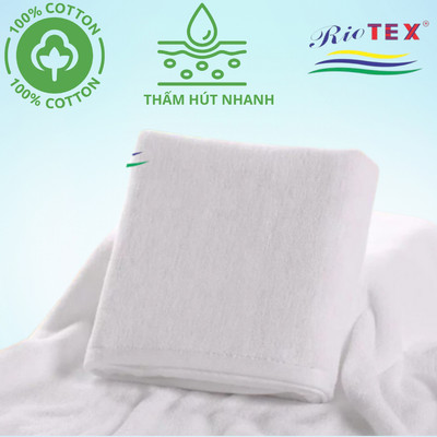 COMBO 5 Khăn Mặt Cao Cấp RIOTEX Kích Thước 35x75cm 150g- Khăn trắng Cho Gia Đình, Khách Sạn, Nhà Nghỉ, Spa