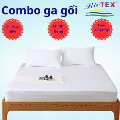 Bộ Ga Gối Cotton Khách Sạn Trắng Trơn RIOTEX Kích Thước 1m/1m2/1m4/1m6/1m8/2m nệm 5-25cm T300