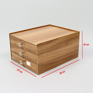 Hộp Gỗ 3 Ngăn Kingstar KS16 Đựng Văn Phòng Phẩm Decor Bàn Làm Việc
