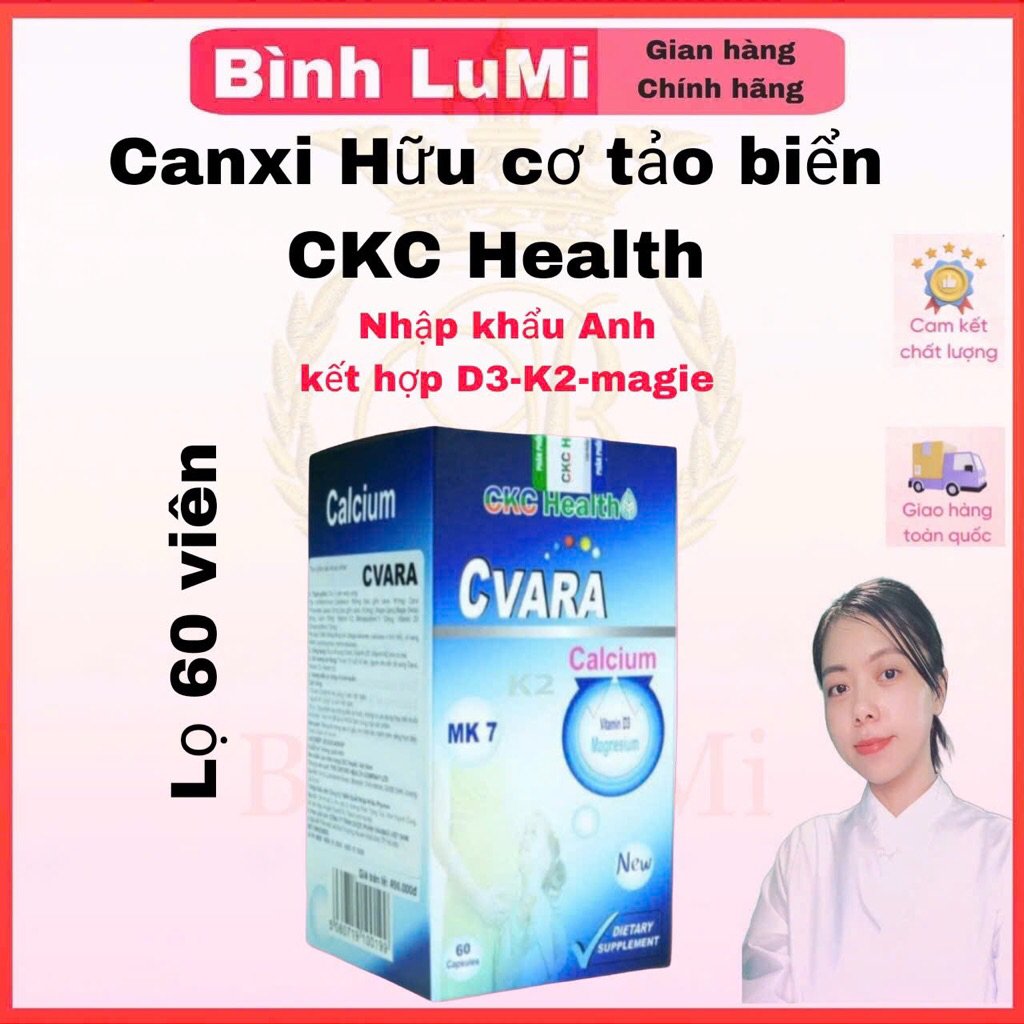 TPBVSK CVARA calcium - canxi cvara - canxi hữu cơ tảo biển Anh Quốc - canxi tảo biển hộp 60 viên