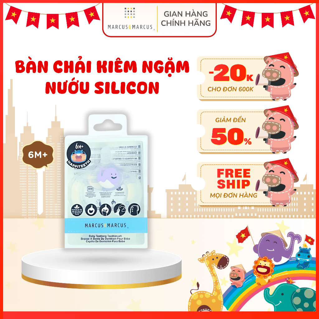 Bàn Chải Đánh Răng Kiêm Gặm Nướu Silicon Marcus & Marcus Cho Bé Từ 6 tháng – Willo