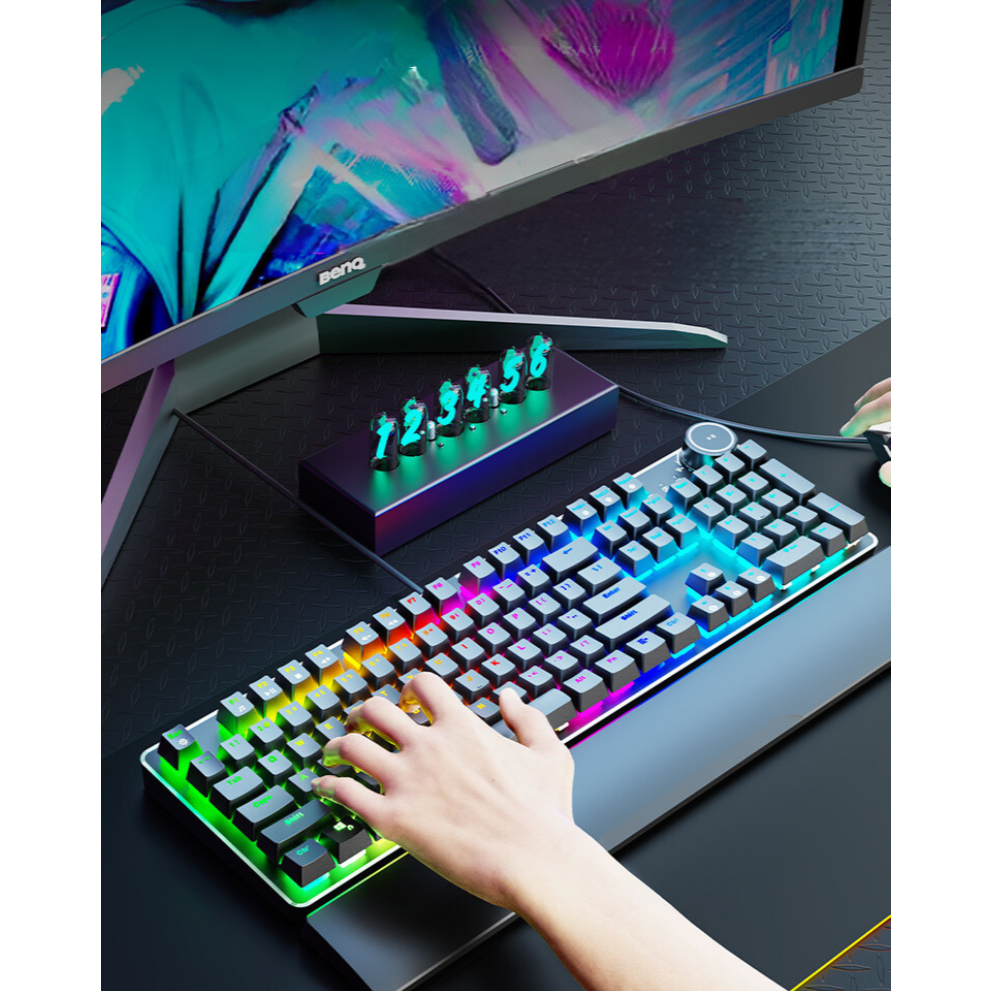 ⌨️ Thanh lý bàn phím cơ quang G-NET GK515 led Rainbow có núm chỉnh âm lượng gaming cực chất