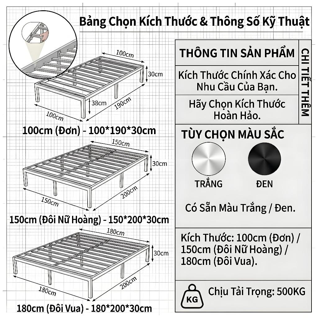 ALVIN Giường pallet giường sắt Khả năng chịu tải cực mạnh chống ẩm và chống gỉ Không gian lưu trữ dưới gầm giường | BigBuy360 - bigbuy360.vn