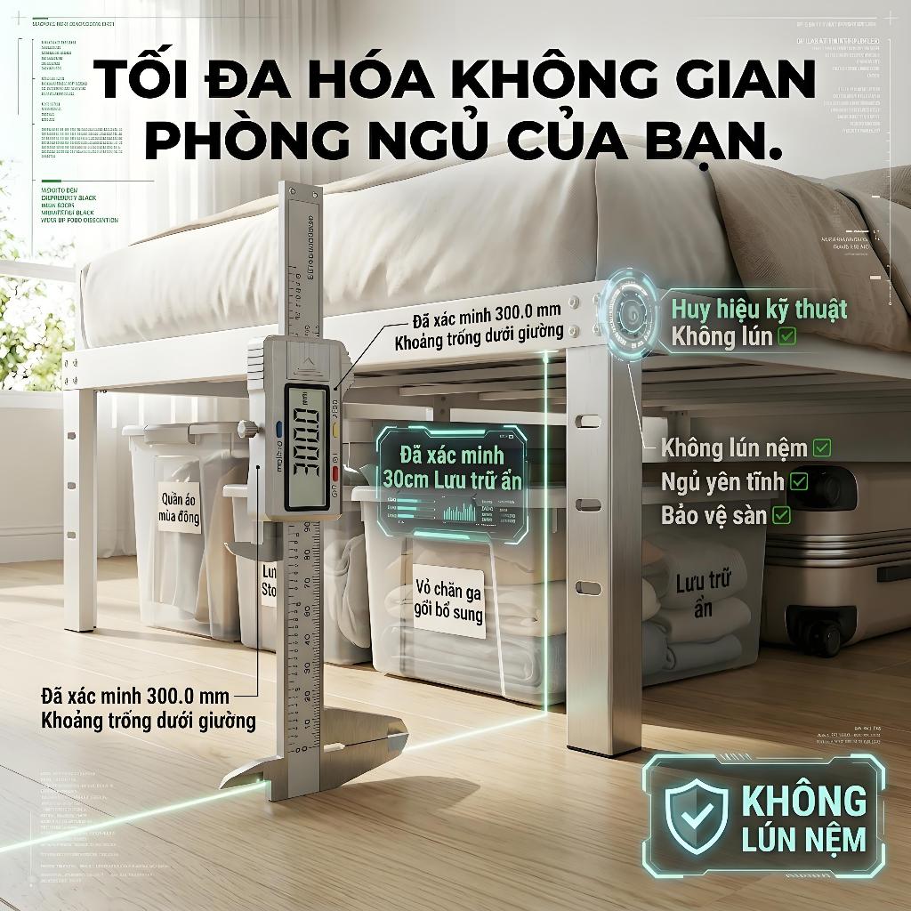 ALVIN Giường pallet giường sắt Khả năng chịu tải cực mạnh chống ẩm và chống gỉ Không gian lưu trữ dưới gầm giường | BigBuy360 - bigbuy360.vn