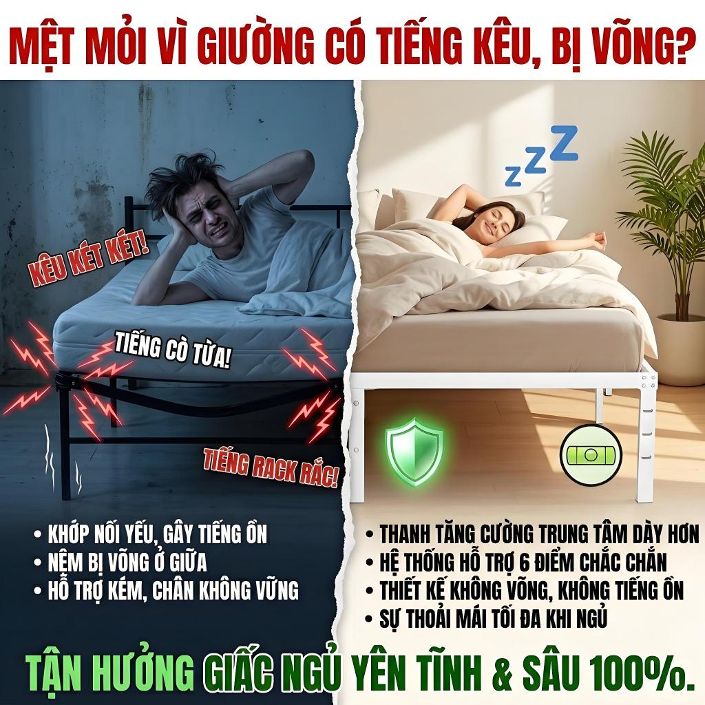 ALVIN Giường pallet giường sắt Khả năng chịu tải cực mạnh chống ẩm và chống gỉ Không gian lưu trữ dưới gầm giường | BigBuy360 - bigbuy360.vn
