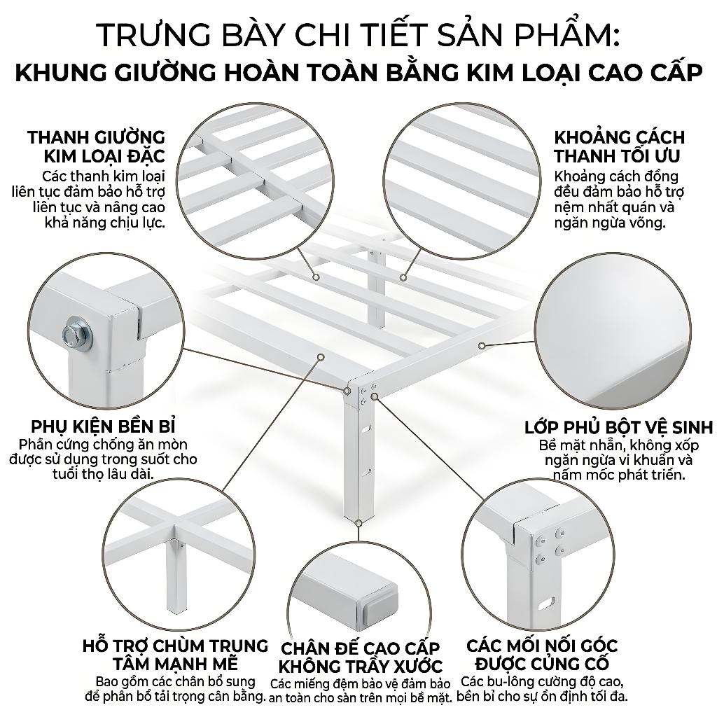 ALVIN Giường pallet giường sắt Khả năng chịu tải cực mạnh chống ẩm và chống gỉ Không gian lưu trữ dưới gầm giường | BigBuy360 - bigbuy360.vn