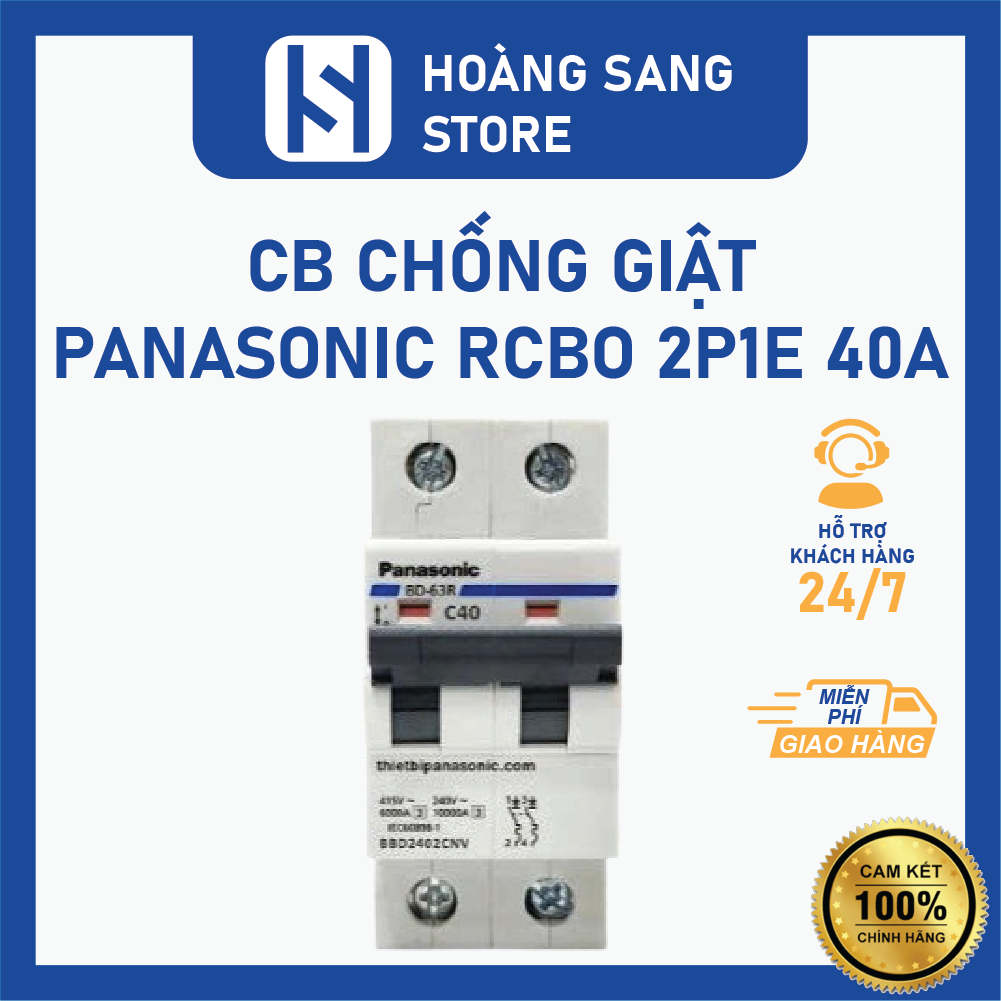CB khối 40A MCB 2P Panasonic-BBD2402CNV - CB Chống Giật RCBO 2P1E Panasonic - 40A | Chính Hãng