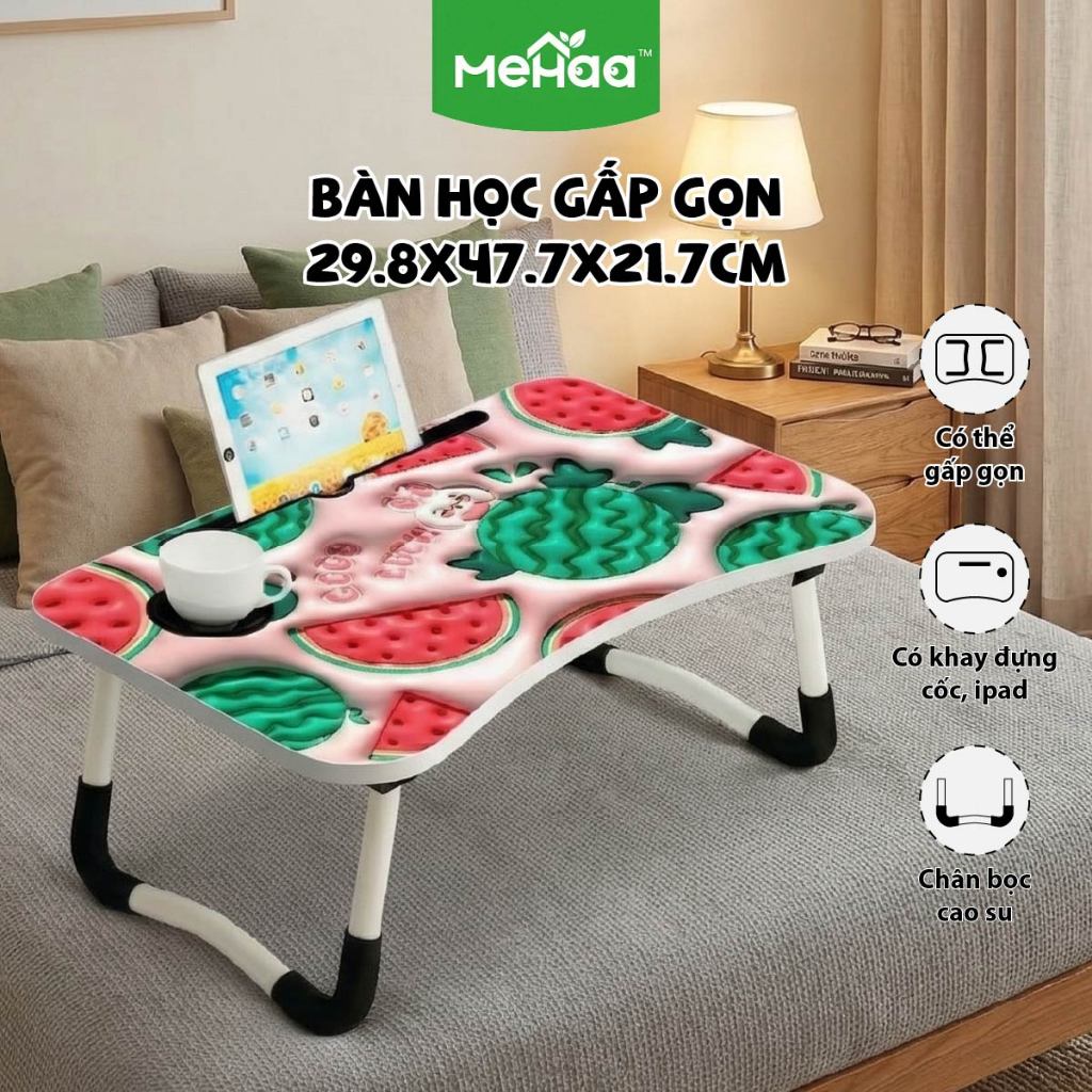 Bàn Học Gấp Gọn Mini cho bé dưới 10 tuổi in 3D Có Khe điện thoại  Máy Tính Bảng, Khay Nước, Tay xách Cho Bé