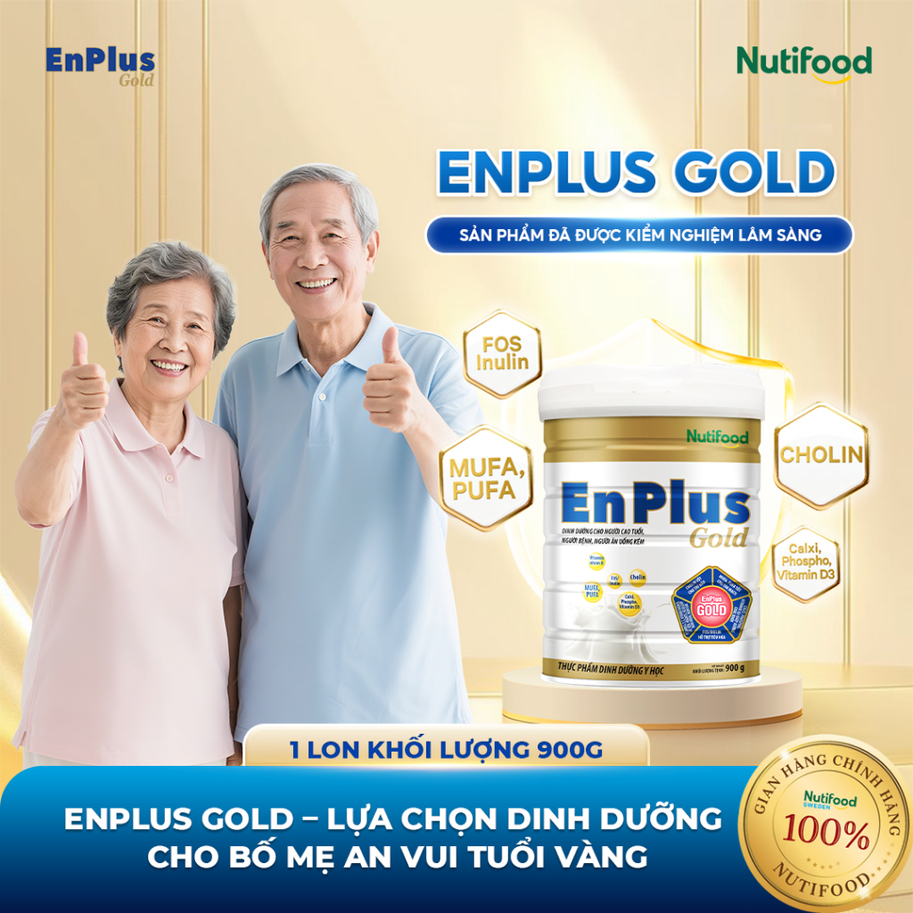 Sữa EnPlus Gold (900g) - Nutifood, Dinh Dưỡng Y Học Toàn Diện Cho Người Lớn Tuổi