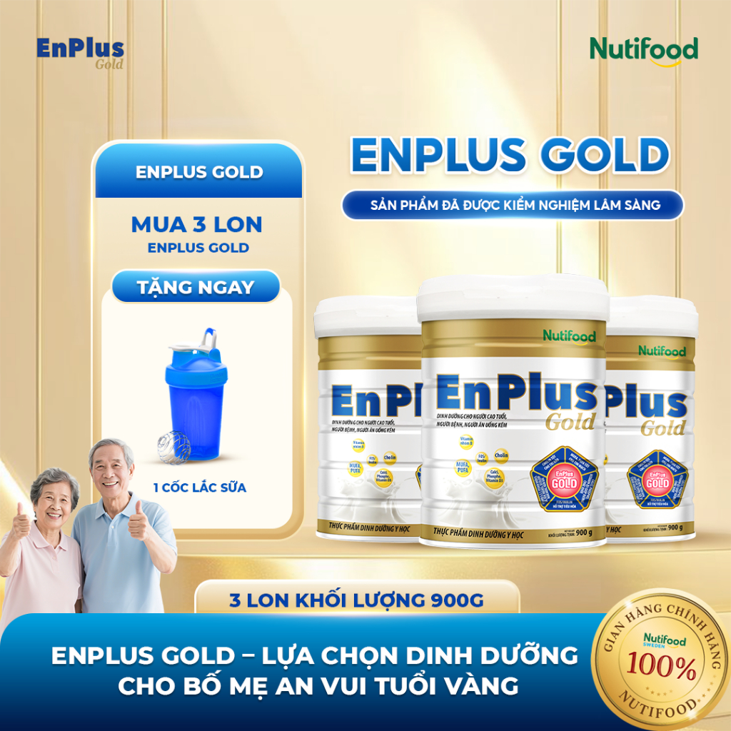 Sữa EnPlus Gold 900G ( Mua 3 Tặng 1 Cốc Lắc)  Nutifood, Sữa Bột  Dinh Dưỡng Y Học Toàn Diện