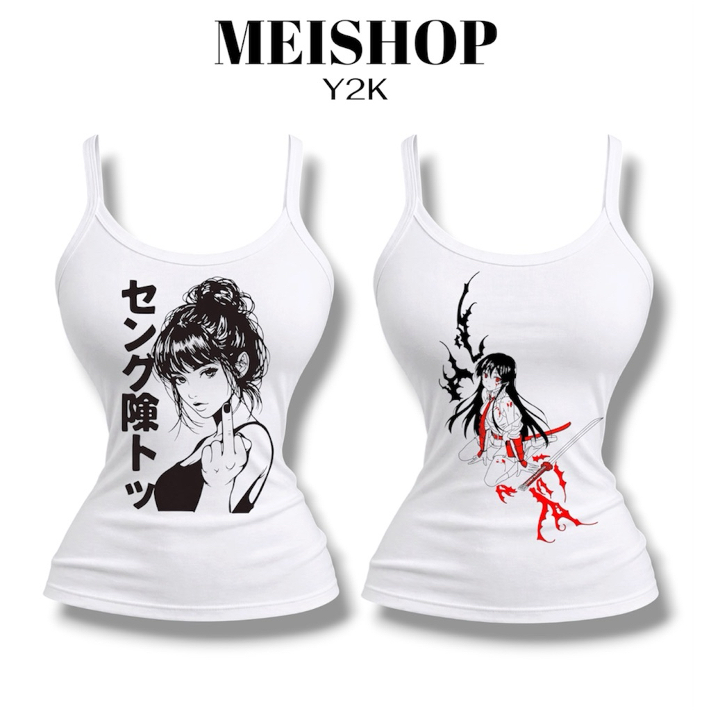 [CÓ BIG SZ] Áo 2 dây TRẮNG ACUBI Y2K - MEISHOP Y2K