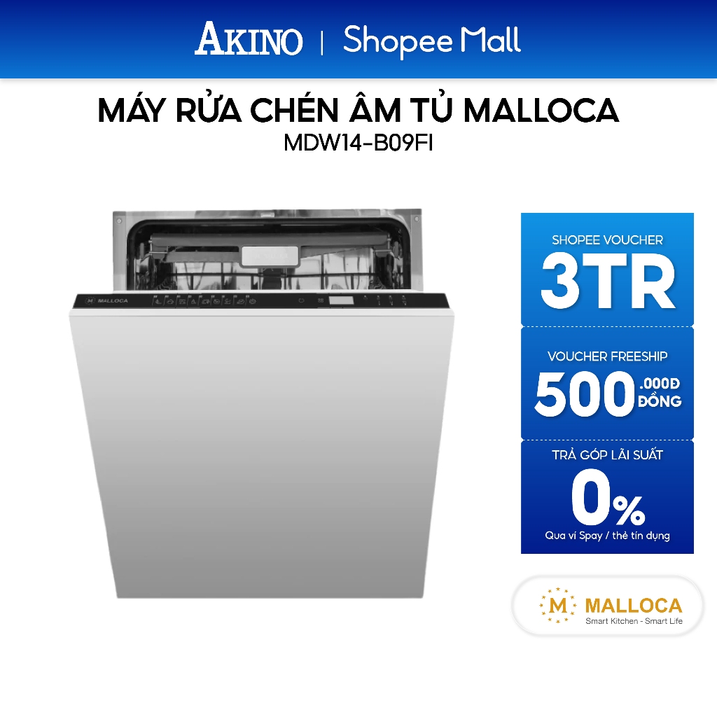 Máy rửa chén âm tủ Malloca MDW14-B09FI - Hàng Chính Hãng