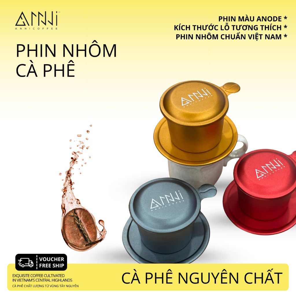 Phin pha cà phê, phin màu Anode chất lượng, phin nhôm pha cafe cao cấp Anni Coffee