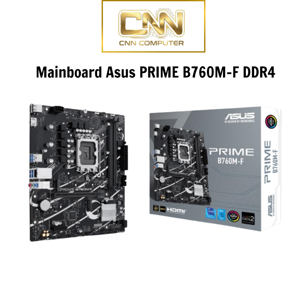 Mainboard ASUS PRIME B760M-F DDR4, Main Intel B760, Socket LGA1700, PC Gaming & Văn Phòng