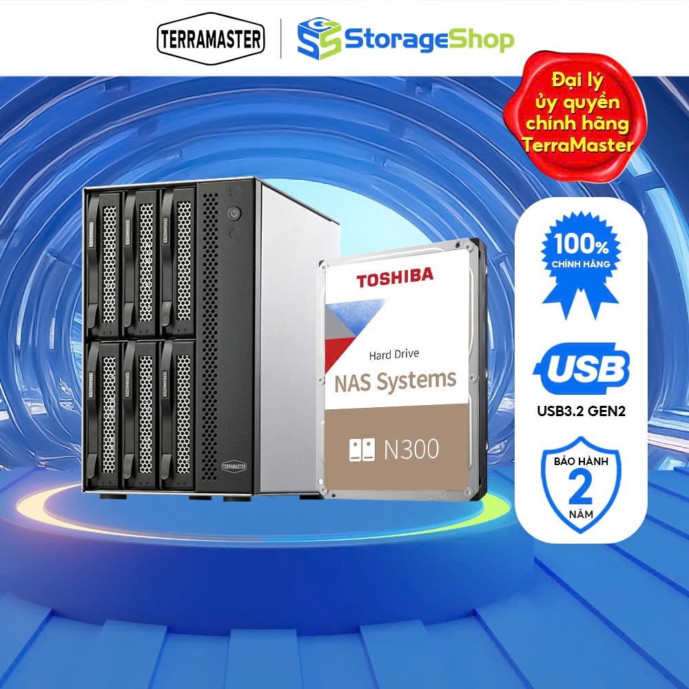 Combo thiết bị lưu trữ DAS TerraMaster D6-320 6-bay + ổ cứng HDD Toshiba NAS N300- Storage Shop