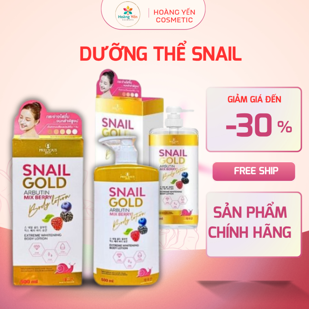 Combo 2 Chai Sữa dưỡng thể body Snail Gold Arbutin Mix Berry Body Lotion Precious Skin 500ml