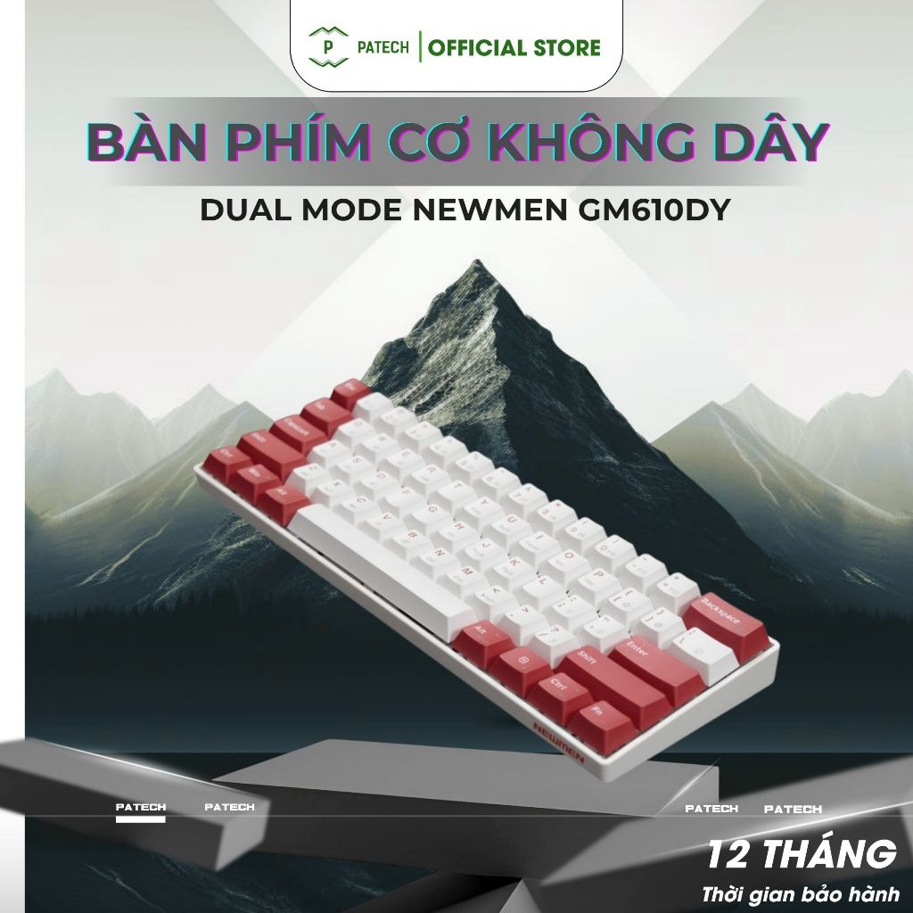 Bàn phím cơ không dây Dual Mode Newmen GM610Dy (MX Hotswap, Bluetooth 5.0, Layout Mac & Win, Keycap 