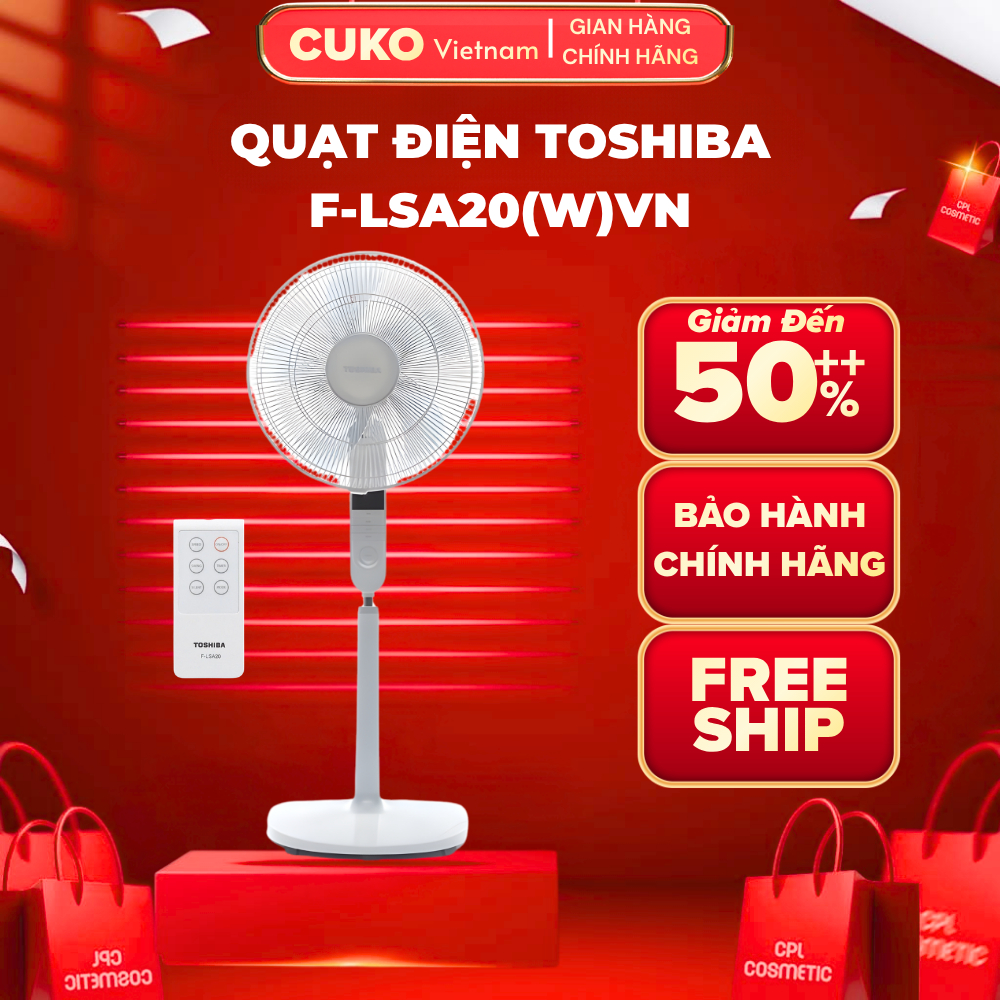 Quạt Đứng TOSHIBA F-LSA20VN 5 Cánh Có Remote, DC Siêu Êm, Tiết Kiệm Điện - Bảo Hành Chính Hãng