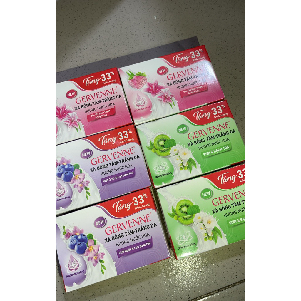 Combo 2 xà bông tắm trắng Gervenne 130g – Hương nước hoa thơm lâu, dưỡng sáng da iWhite Boosting