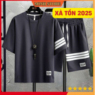 [XẢ TỒN 2025] Bộ Quần Áo Mùa Hè Nam Phối viền Trẻ Trung, Bộ Cổ Tròn Cộc Tay Mặc Nhà Chất Tổ Ong Hàng BO13 - MINHSTORE66