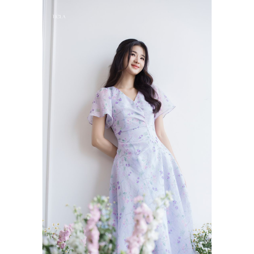 TIELA Đầm váy hoa cổ tim - Jade Dress