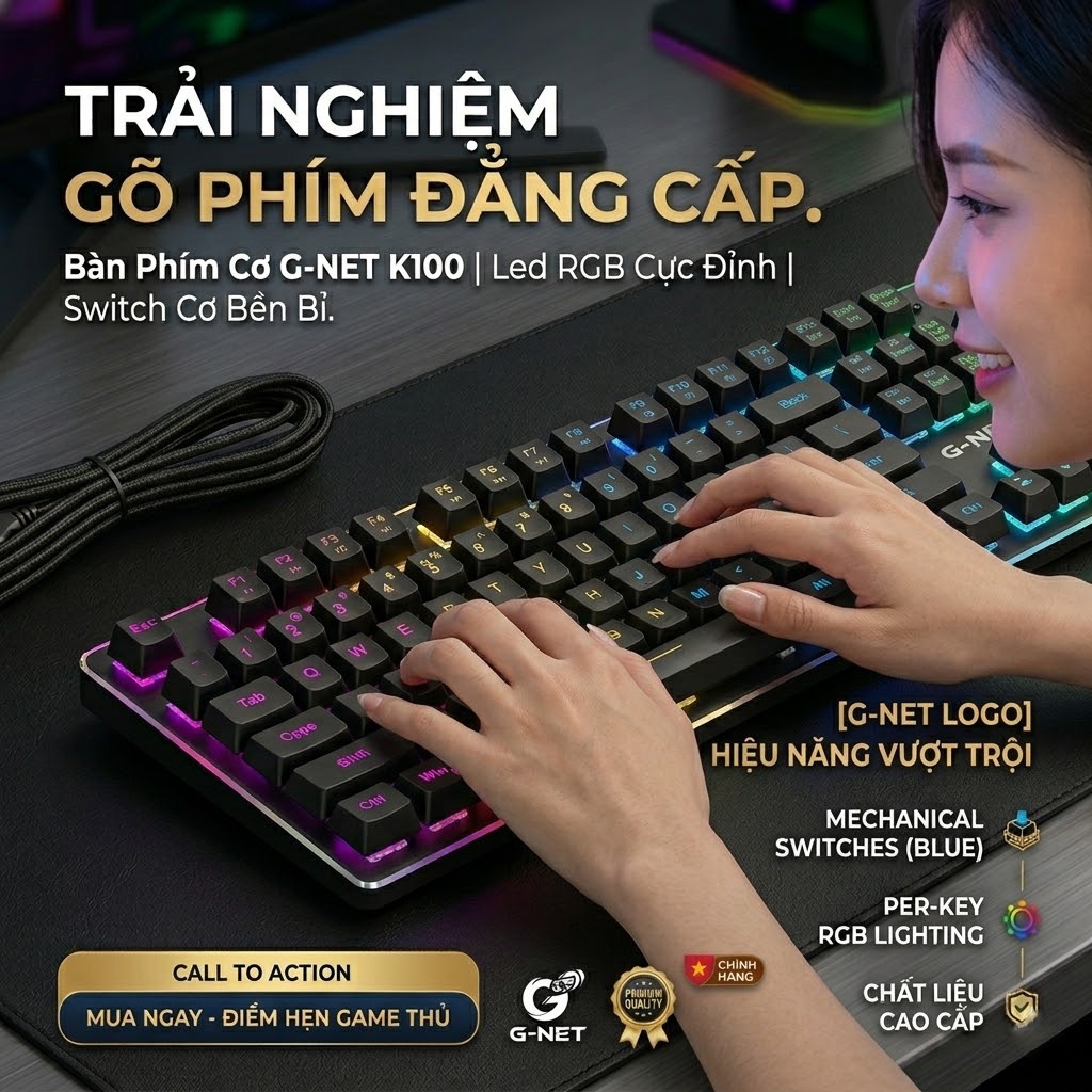 Bàn phím giả cơ g-net gk300 rgb thanh lý giá rẻ full 104 phím led rgb 14 chế độ chống cháy anti ghos