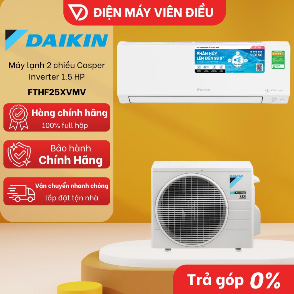 [FREESHIP NGHỆ AN] FTHF25XVMV - Máy lạnh / Điều hòa Daikin 2 chiều Inverter 1HP (9000 BTU)