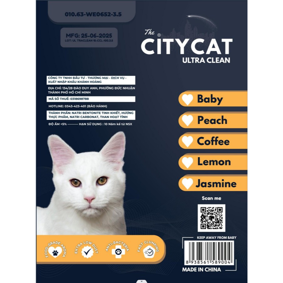 Combo 3 túi cát vệ sinh cho mèo CityCat 8L vón cục nhanh - Cát City Cat 8L