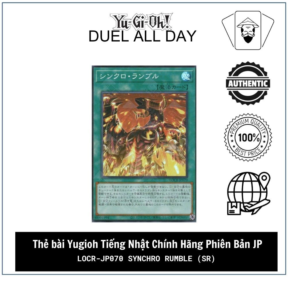 Thẻ bài Yugioh Tiếng Nhật Chính Hãng Phiên Bản JP:LOCR-JP070 Synchro Rumble (SR)