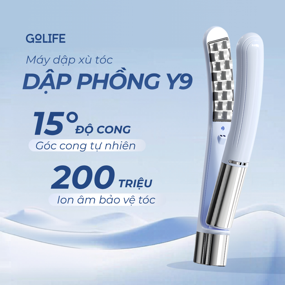 Máy dập phồng chân tóc Y9 dập xù ion âm không dây giảm xơ rối tóc bóng mượt tiện lợi du lịch Golife