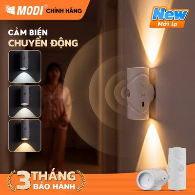 Đèn Gắn Tường Đổi Màu Cảm Biến Chuyển Động MODI SOLAR 3 Màu Ánh Sáng Sạc USB - Type C