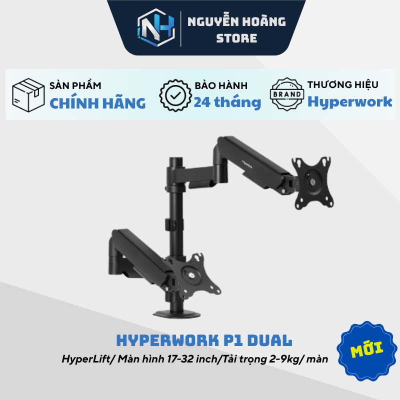 Giá treo Arm màn hình đôi P1 Dual - Hàng chính hãng
