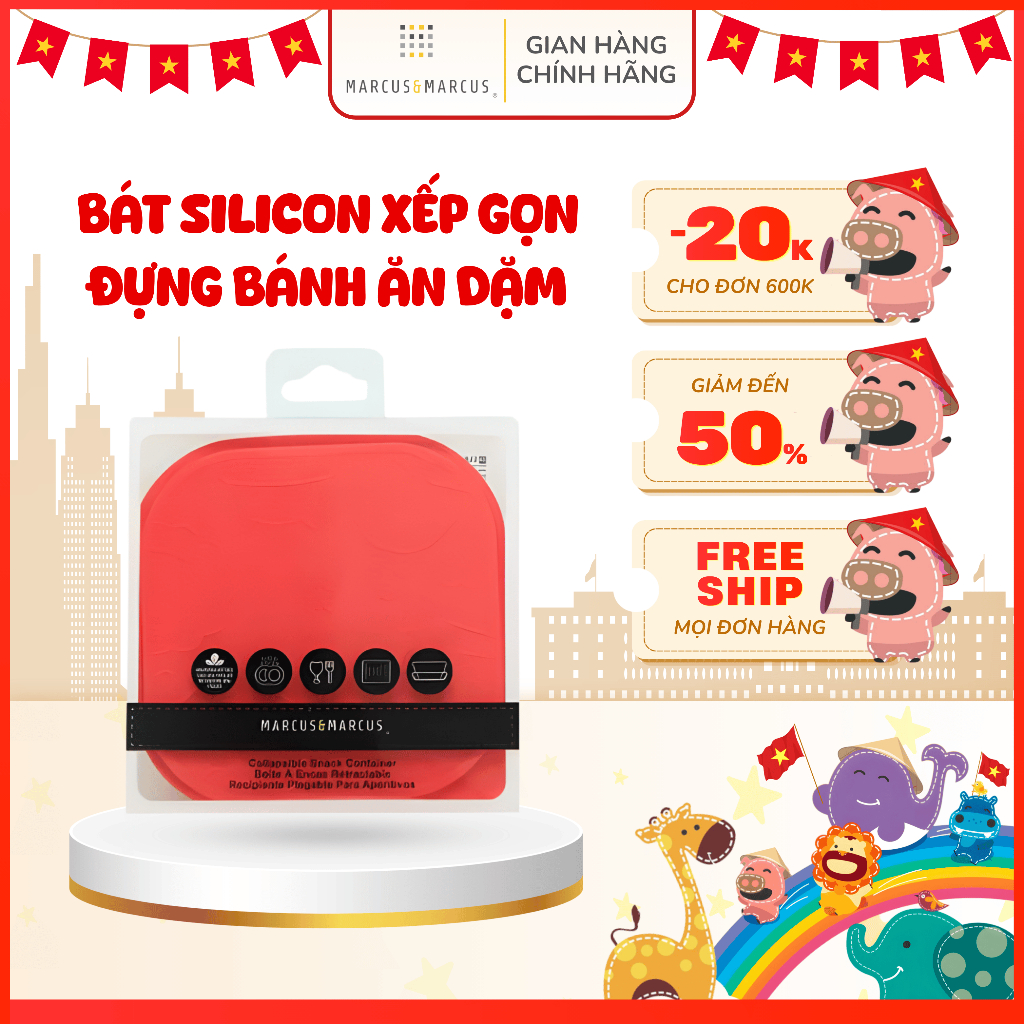 Bát Silicon Xếp Gọn Đựng Bánh Ăn Dặm Cho Bé Marcus & Marcus- Marcus