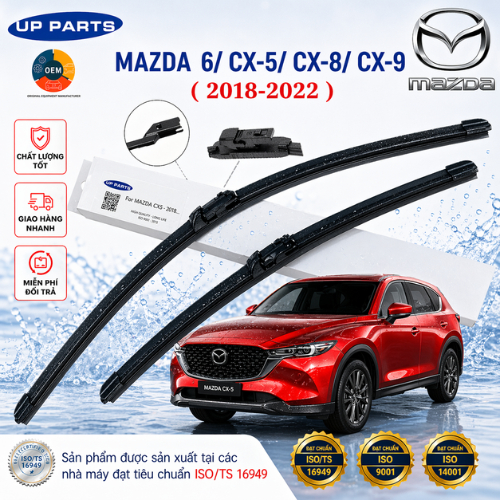 Gạt mưa ô tô Mazda 6, CX5 (2018 – 2025), CX8 (2019-2023), CX9 (2016-2023) CHÂN BẤM B2 Xương mềm Sili