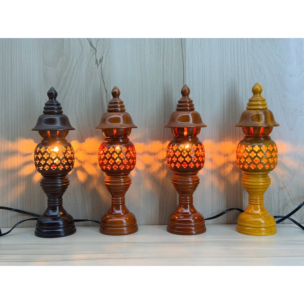 Đèn thờ gỗ tràm tổ ong - đèn bàn thờ bằng gỗ (giá bán/1 cái)