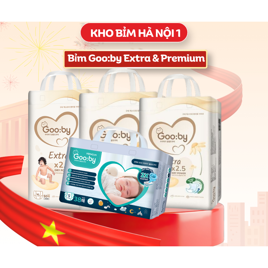 [Không Quà] Tã/bỉm quần dán Gooby ngày-đêm chống tràn hiệu quả đủ size M46/L56/XL52/XXL48 cho bé