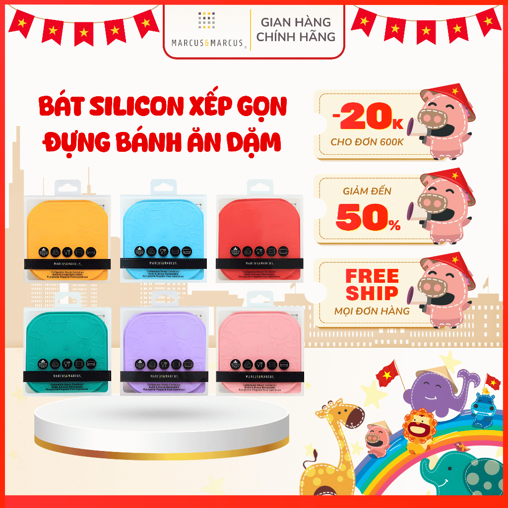 Bát Silicon Xếp Gọn Đựng Bánh Ăn Dặm Cho Bé Marcus & Marcus