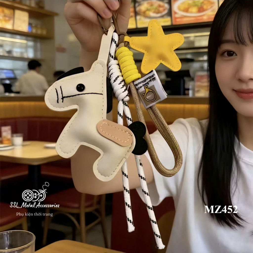 Móc khóa da hình ngựa cute, charm treo túi xách, balo, móc khóa xe MZ452 #ssl_accessories