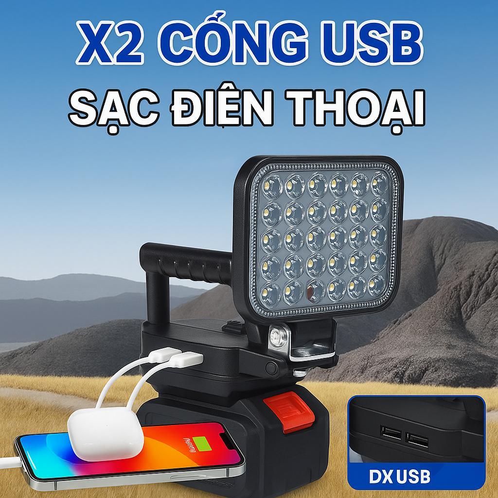 Đèn led 35/55 mắt siêu sáng sử dụng chân pin phổ thông MAKITA có 2 chế độ sáng, có 2 cổng sạc USB, tay cầm tiện lợi | BigBuy360 - bigbuy360.vn