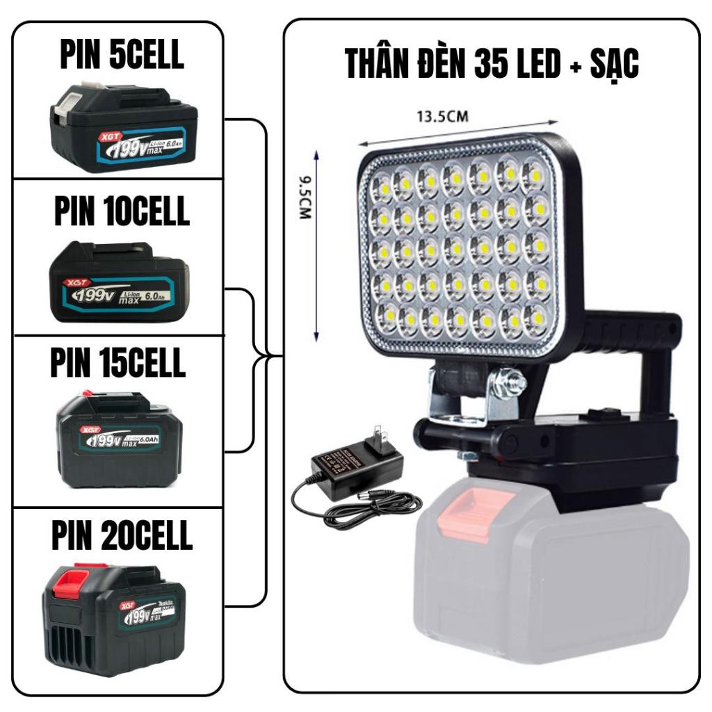 Đèn led 35/55 mắt siêu sáng sử dụng chân pin phổ thông MAKITA có 2 chế độ sáng, có 2 cổng sạc USB, tay cầm tiện lợi | BigBuy360 - bigbuy360.vn