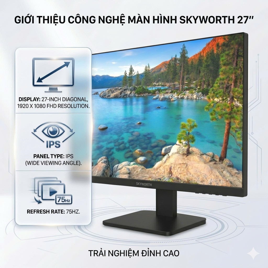 Màn Hình Skyworth 27 Inch Full HD IPS/VA 75Hz-165Hz Viền Mỏng Gaming Văn Phòng BH Chính Hãng 2 Năm | BigBuy360 - bigbuy360.vn