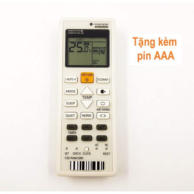 Remote Dùng Cho Máy Lạnh Panasonic Điều Khiển Điều Hòa Nanoe Technology Nanoe-X G iAuto-X Và Pin AAA