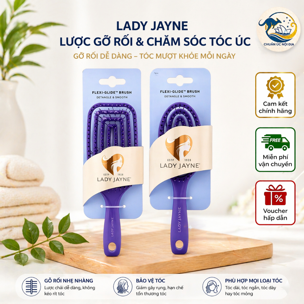 [Đủ Size] Lược gỡ rối detangling brush LADY JAYNE bản dude WET Brush