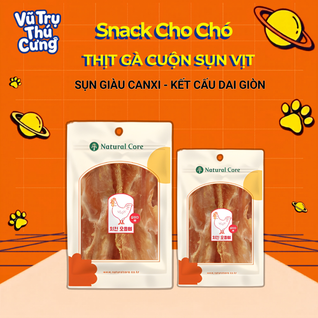 Snack Cho Chó Thịt Gà Cuộn Sụn Vịt Natural Core