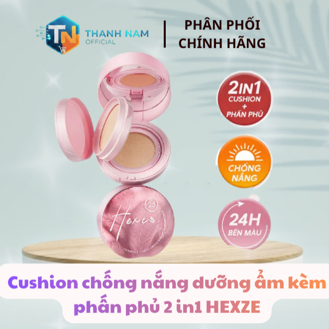 (Mua 1 Tặng 1)Cushion kèm phấn phủ 2in1 HEXZE Spf25 PA+++ Cushion 13g + Phấn phủ 6.5g