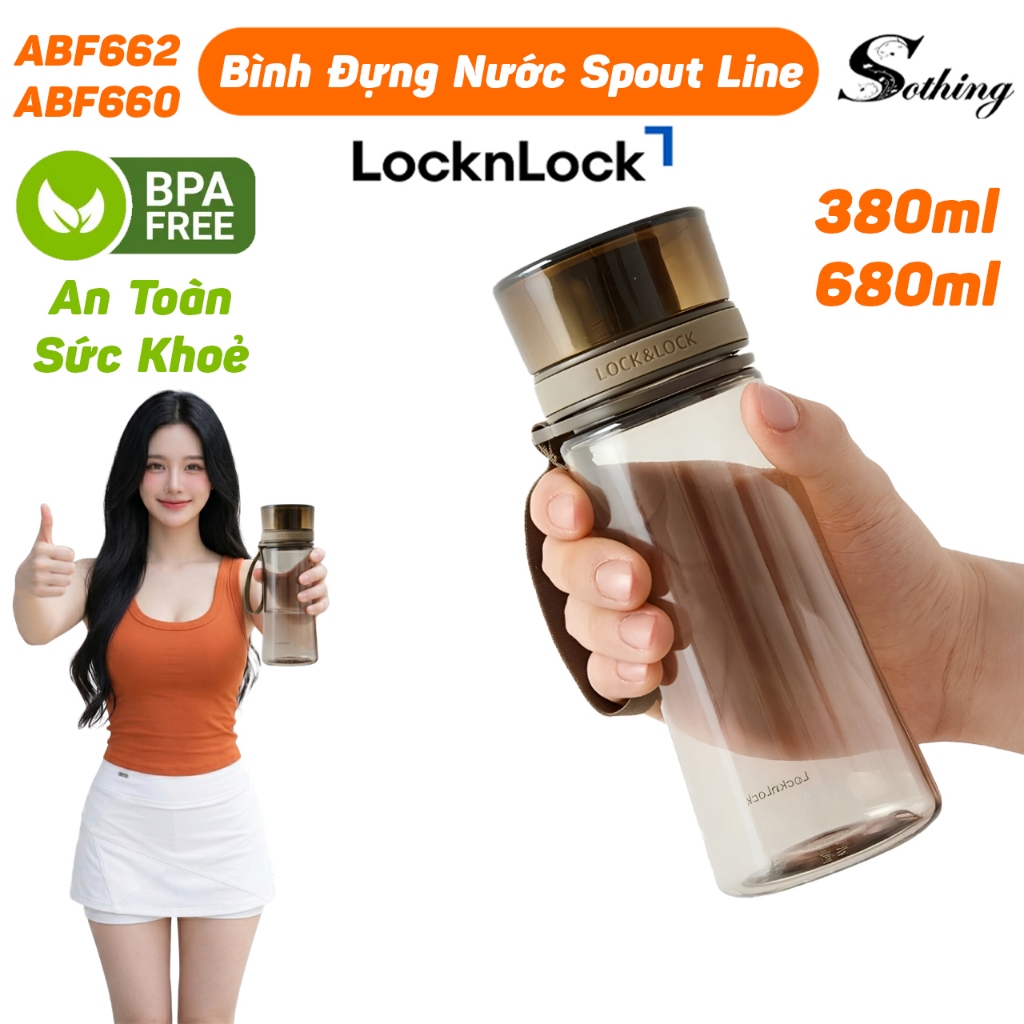 Bình Đựng Nước LocknLock Spout Line ABF662 / ABF660 Nhựa Tritan Không BPA An Toàn 680ml / 380ml