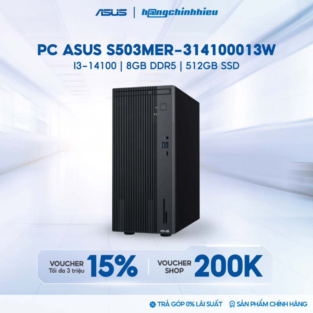 PC ASUS S503MER-314100013W (i3-14100 | 8GB DDR5 | 512GB SSD | Win 11)