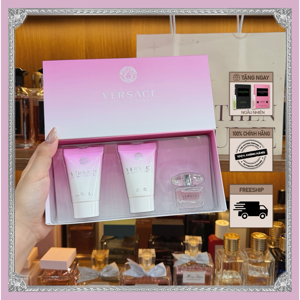 Set Quà Tặng Nước Hoa Mini Versace Bright Crystal Kèm Lotion - The Authen Cosmetics