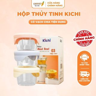 Set 3 Hộp Trữ Đông Thủy Tinh Kichi Có Vạch Chia Tiện Dụng