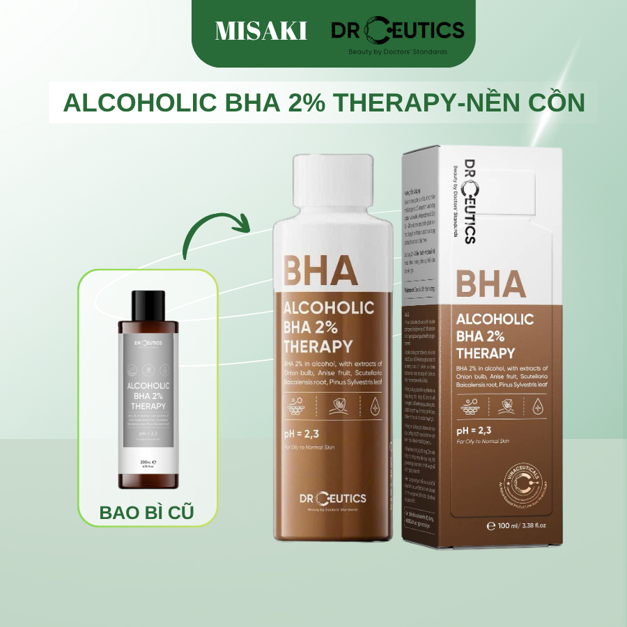 Nước Cân Bằng Da Alcoholic BHA 2% Therapy- Drceutics Dung Dịch Loại Bỏ Tế Bào Chết (Nền Cồn) 100ml